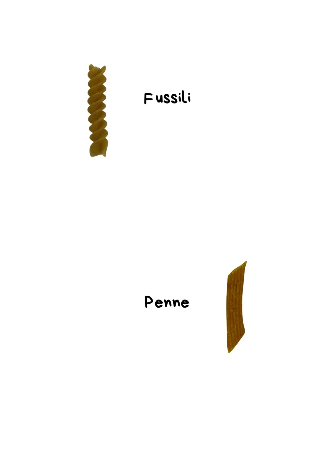 Pasta corta PuraPasta — fusilli y penne